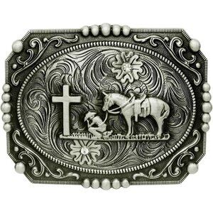 🆕Moranse Religion Cross Cowboy Kneeling Prayer And Horse Design Belt Buckle